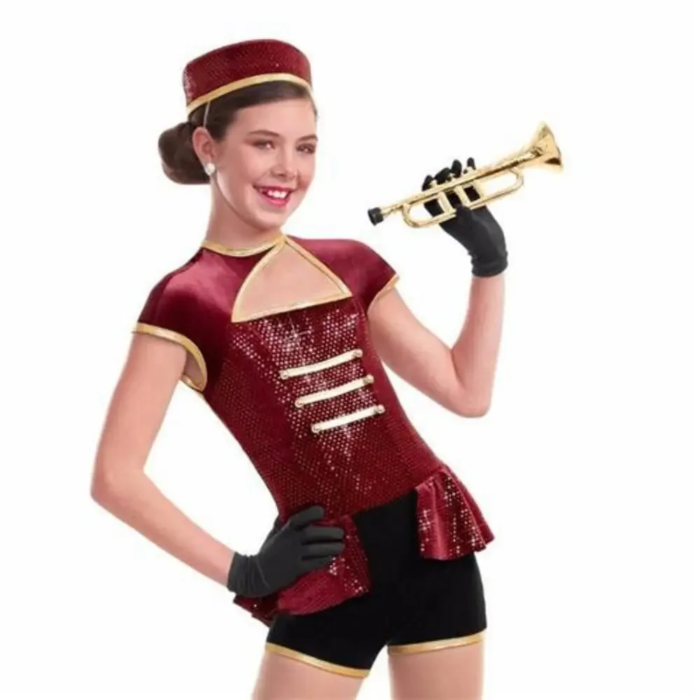 Pre-Owned Dance Costume Large Child Burgundy Curtain Call E1115 Jazz Tap Musica